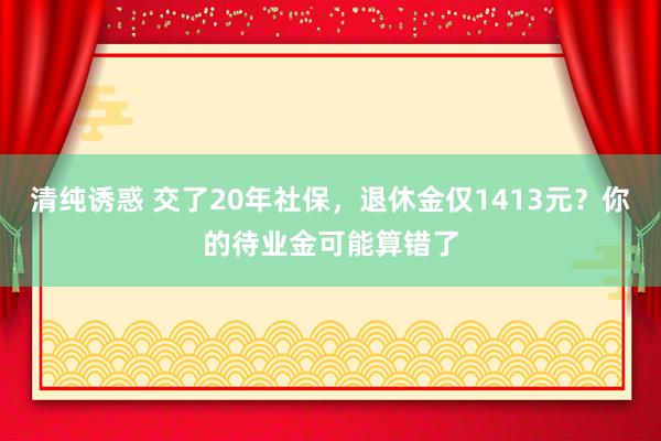 清纯诱惑 交了20年社保，退休金仅1413元？你的待业金可能算错了