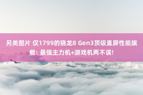 另类图片 仅1799的骁龙8 Gen3顶级直屏性能旗舰: 最强主力机+游戏机两不误!
