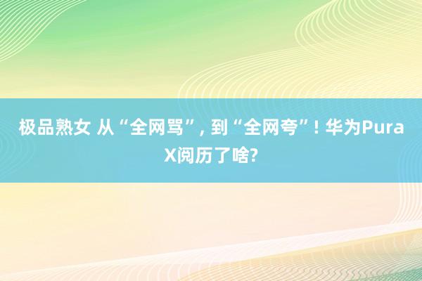 极品熟女 从“全网骂”， 到“全网夸”! 华为PuraX阅历了啥?