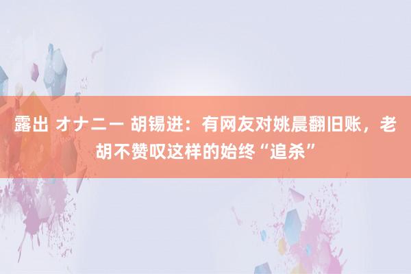 露出 オナニー 胡锡进：有网友对姚晨翻旧账，老胡不赞叹这样的始终“追杀”